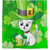 Saint Patrick's Day Shower Curtain Cat Beer Douchegordijn (Voorkant)