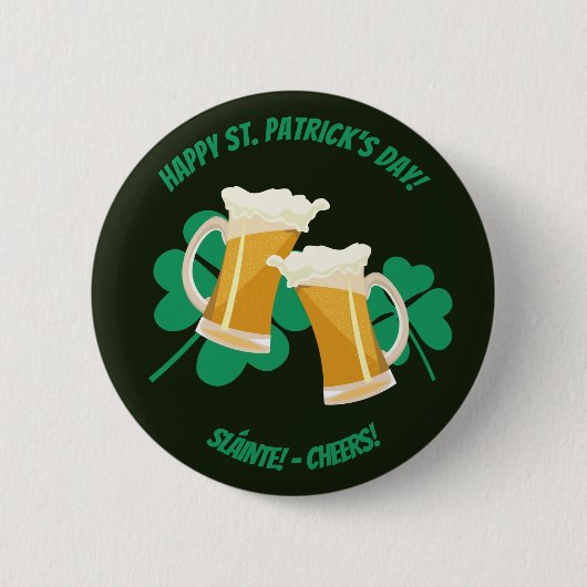Saint Patrick's Day Sláinte of Cheers Button (Voorkant)