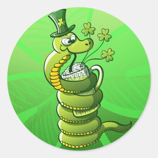 Saint Patrick's Day Snake Ronde Sticker (Voorkant)