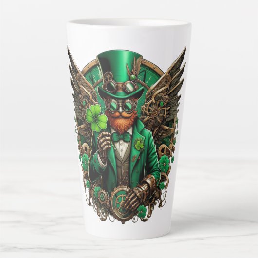 Saint Patrick's Day steampunk klaver Latte Mok (Voorkant)