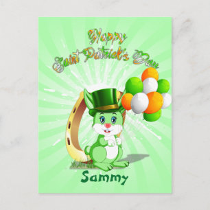 Saint Patrick's Green Bunny Cartoon Briefkaart