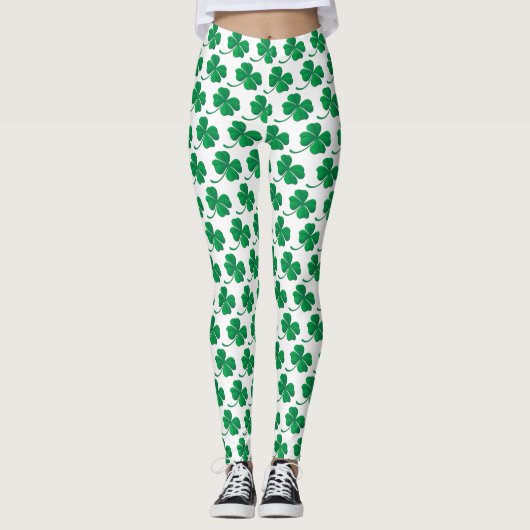 Saint Patricks Green Shamrock Pattern Leggings (Voorkant)