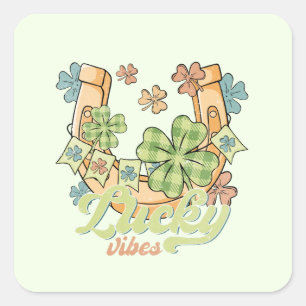 Saint Patrick's Lucky Vibes Vierkante Sticker