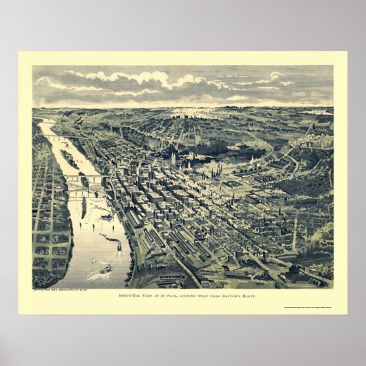 Saint Paul, MN Panoramic Map - 1893 Poster (Voorkant)