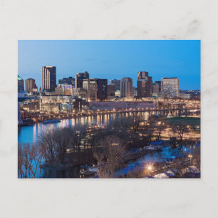 saint paul skyline en riverfront bij nachtelijke p briefkaart