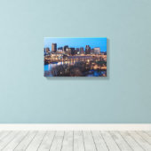 saint paul skyline en riverfront ' s nachts canvas afdruk (Insitu (Houten vloer))