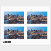 saint paul skyline en riverfront ' s nachts rechthoekige sticker (Vel)