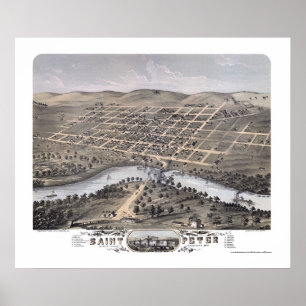 Saint Peter, MN Panoramic Map - 1870 Poster