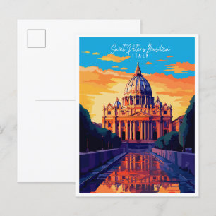 Saint Peters Basilica vintage reisillustratie Briefkaart