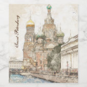 Saint-Pétersbourg Russie Vin Étiquette - Élégant c (Étiquettes simples)