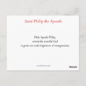 Saint Philippe, la carte de prière de l'Apôtre (Dos)