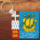 Saint Pierre en Miquelon Flag Sleutelhanger (Voorkant)