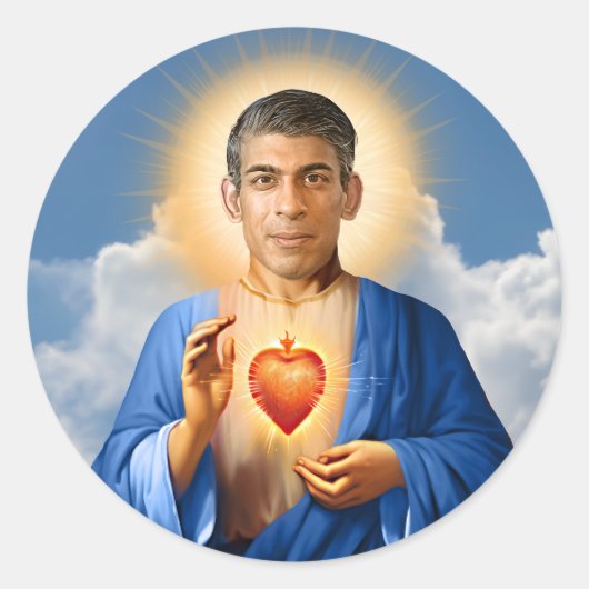 Saint Rishi Sunak Gebedskaars Ronde Sticker (Voorkant)