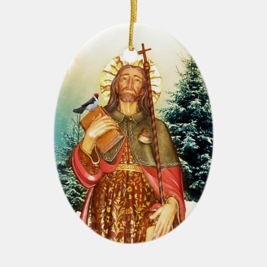 Saint Rocco Oval Prayer Keramisch Ornament (Voorkant)