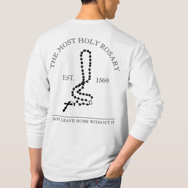Saint Rosaire perles Croix catholique T-shirt (Dos)