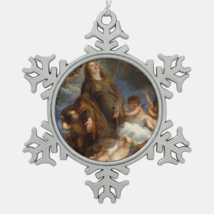 Saint Rosalie Interceding voor de Plague-stricken Tin Sneeuwvlok Ornament