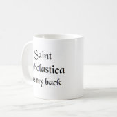 saint scholastica koffie - mok (Voorkant links)