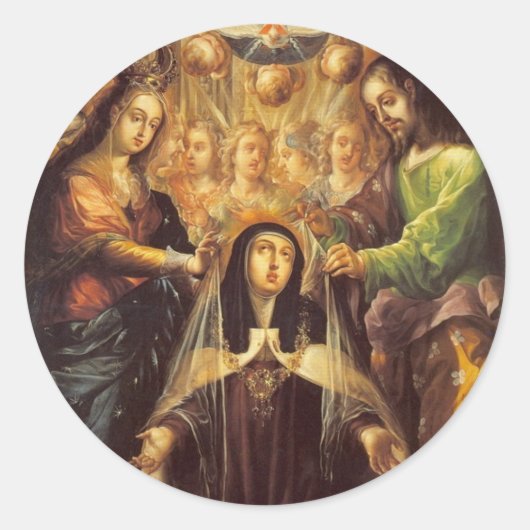 saint teresa van avila card ronde sticker (Voorkant)