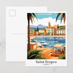 Saint Tropez Frankrijk reisillustratie Briefkaart