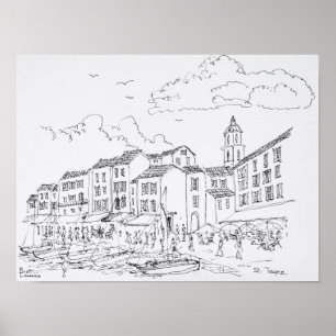 Saint-Tropez Waterfront   Frans Riviera, Frankrijk Poster