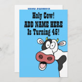 Saint Vache 45e anniversaire drôle Invitation de d (Devant / Derrière)