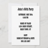 Saint Vache 65e anniversaire drôle Invitation de d (Dos)