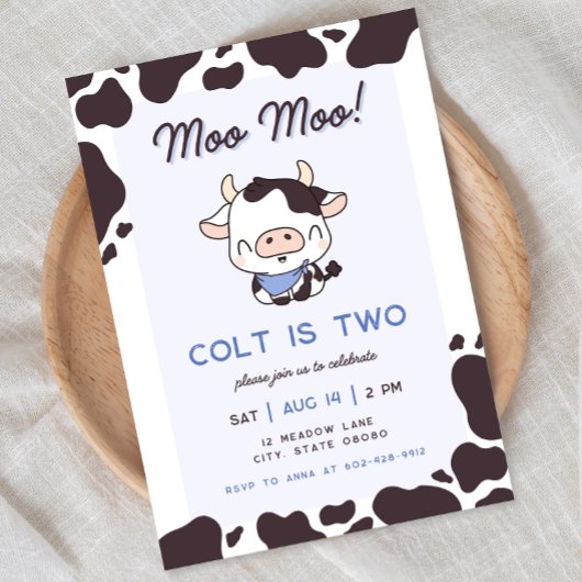 Saint Vache Blue Boy Invitation Anniversaire