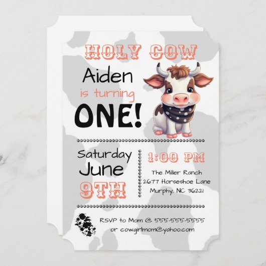 Saint-Vache Pays Anniversaire Fête Invitation (Devant / Derrière)