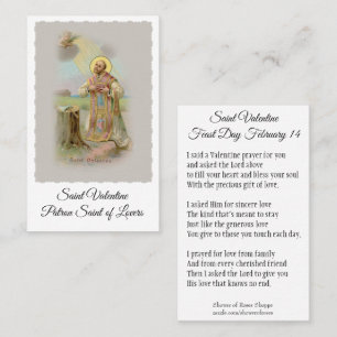 Saint Valentijn Patron of Lovers - Heilige Kaart Visitekaartje
