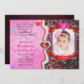 Saint Valentin 1er anniversaire Photo Invitations (Devant / Derrière)