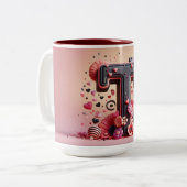 Saint-Valentin 3D A à Z Alphabet Café Mug (Devant gauche)