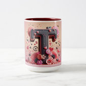 Saint-Valentin 3D A à Z Alphabet Café Mug (Centre)