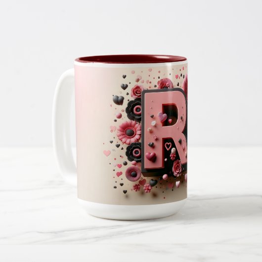 Saint-Valentin 3D A à Z Alphabet Café Mug (Devant gauche)