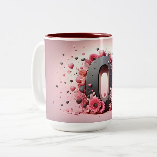 Saint-Valentin 3D A à Z Alphabet Café Mug (Devant gauche)