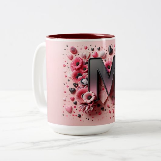 Saint-Valentin 3D A à Z Alphabet Café Mug (Devant gauche)