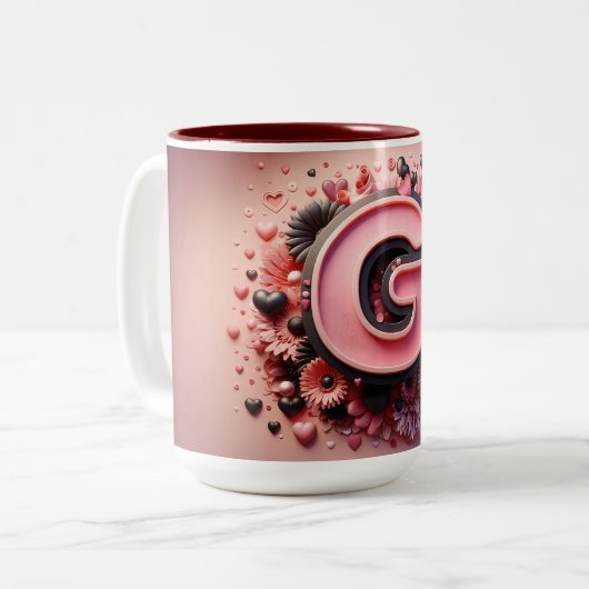 Saint-Valentin 3D A à Z Alphabet Café Mug (Devant gauche)