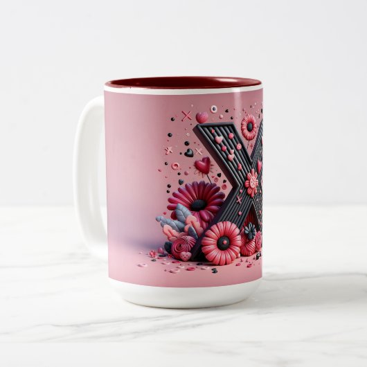 Saint-Valentin 3D A à Z Alphabet Café Mug (Devant gauche)