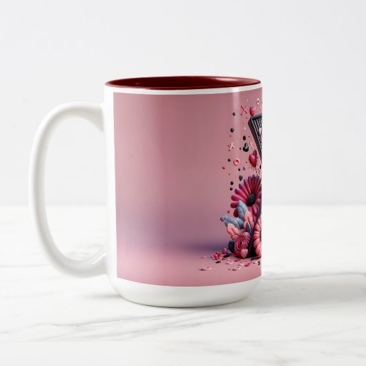 Saint-Valentin 3D A à Z Alphabet Café Mug (Gauche)