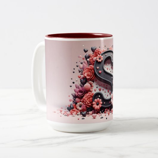 Saint-Valentin 3D A à Z Alphabet Café Mug (Devant gauche)