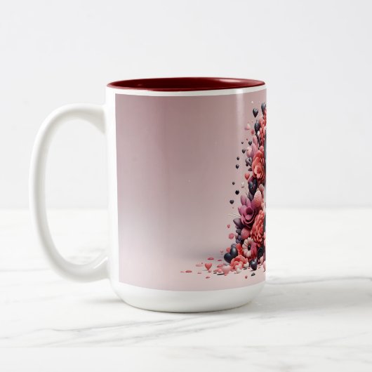 Saint-Valentin 3D A à Z Alphabet Café Mug (Gauche)