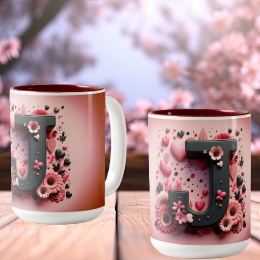 Saint-Valentin 3D A à Z Alphabet Café Mug