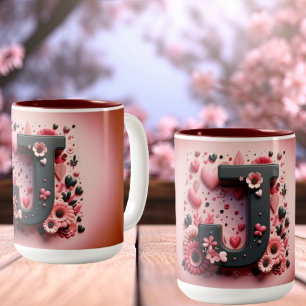 Saint-Valentin 3D A à Z Alphabet Café Mug