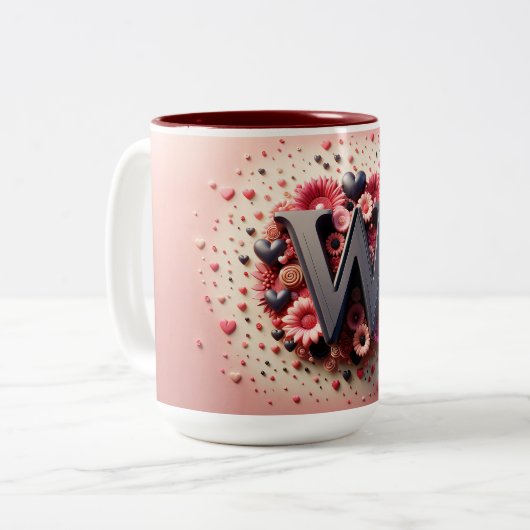 Saint-Valentin 3D A à Z Alphabet Café Mug (Devant gauche)