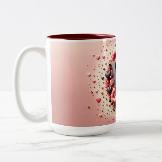 Saint-Valentin 3D A à Z Alphabet Café Mug (Gauche)