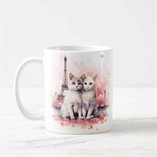 Saint Valentin à Paris - Couple de chats - Mug (Gauche)