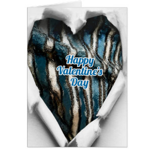 Saint Valentin Abstrait déchiré du coeur bleu rayu