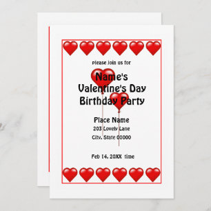 Saint-Valentin Anniversaire des Coeurs Invitation 