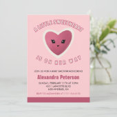 Saint Valentin baby shower invitation coeur doux (Debout devant)