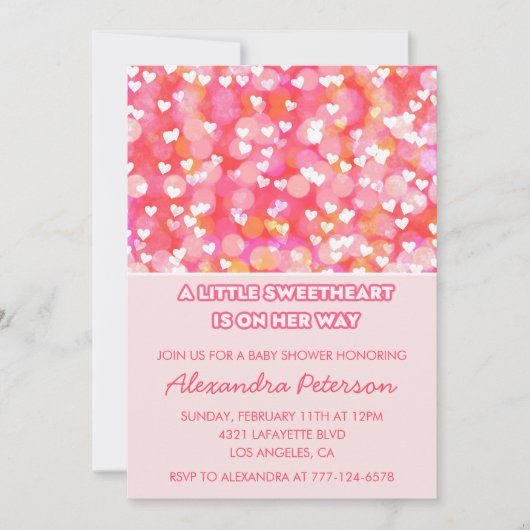 Saint Valentin baby shower invitation mignonne ros (Devant)