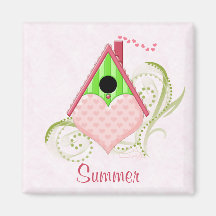 Saint Valentin Birdhouse Magnet avec Arrière - pla